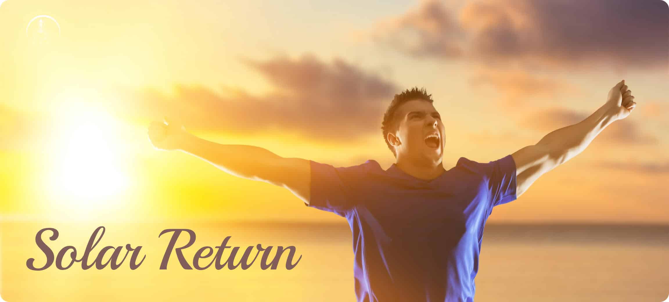 Solar Return - man with outstretched arms at sunrise