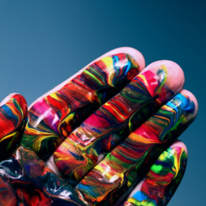 Human Design Gate 25 The Gate of Spirit - creativity in a colourful hand