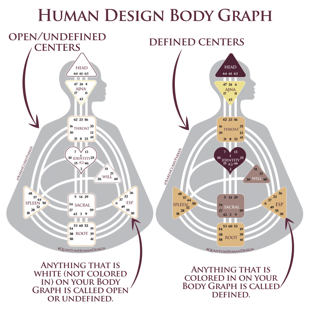 Open and Defined Centers on the Quantum Human Design Chart
